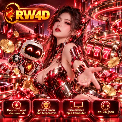 Ilustrasi koleksi game online RW4D dengan desain merah dan emas